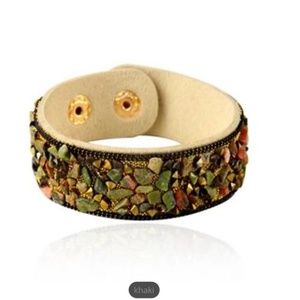 Beaded Wrap Bracelet KHAKI 8 inches